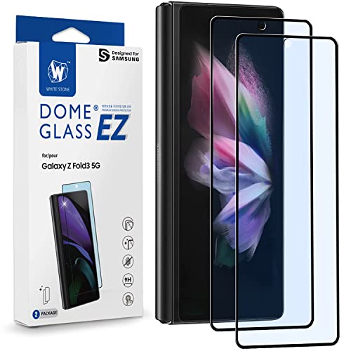 Whitestone Dome EZ Galaxy Z Fold 3 Glas-Displayschutzfolie [Dome Glass EZ] Vollständige Abdeckung, gehärtetes Glas, einfache Installation, von Whitestone für Samsung Galaxy Z Fold 3 – 2 Stück von DOME GLASS