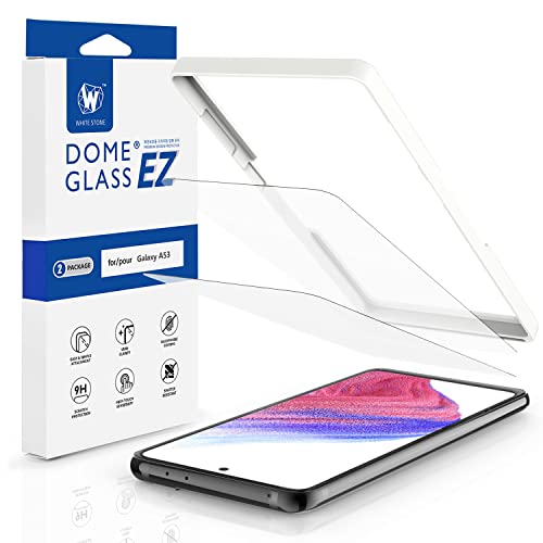 Whitestone Dome Glass EZ Displayschutzfolie für Galaxy A53 Vollflächiger Schutz aus gehärtetem Glas [Einfache Installation]für Galaxy A53-2Pack von DOME GLASS