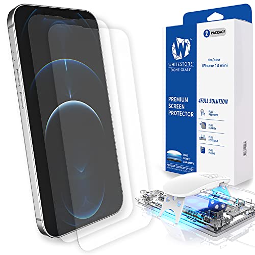 Whitestone Dome Glass Screen Protector for iPhone 13 mini (5.4"), Full Tempered Glass Shield with Liquid Dispersion Tech [Easy to Install Kit] Smart Phone Screen Guard - 2pack von DOME GLASS