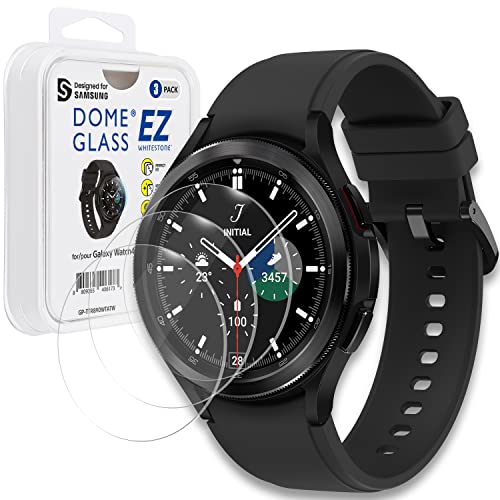 Whitestone EZ Displayschutzfolie für Galaxy Watch 4 Classic (46 mm), aus gehärtetem Glas, mit hoher Klarheit und Berührungsempfindlichkeit, 3 Stück von DOME GLASS