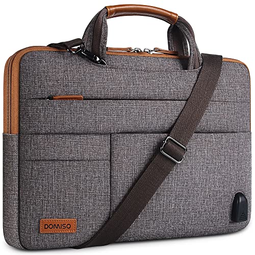 DOMISO 12,5-13 Zoll Wasserdicht Laptop Tasche Aktentasche Tragetasche Schultertasche mit USB Ladeanschluss für Apple 13" MacBook Pro/MacBook Air / 12.9" iPad Pro/Lenovo/HP/ASUS, Braun von DOMISO