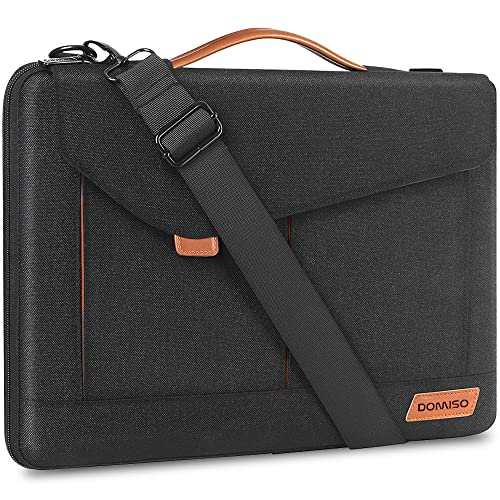 DOMISO 14 Zoll Laptop Tasche Wasserdichtes Gehäuse Aktentasche Umhängetasche für Lenovo Chromebook S330/Flex 4/Thinkpad L480 E480 T480s/HP ProBook 640 G4/Dell Inspiron 5480,Schwarz von DOMISO