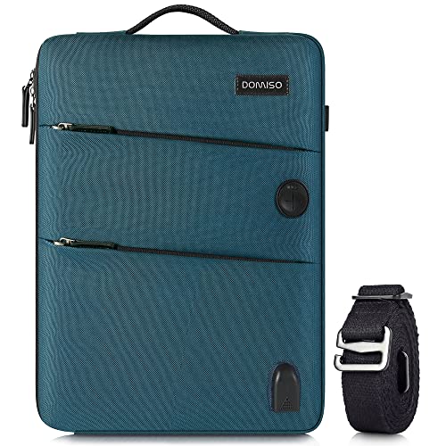 DOMISO 14 Zoll Wasserdicht Laptophülle mit USB Ladeanschluss Headphone Port Laptop Tasche für Acer Aspire 1 Swift 3 / HP Stream 14 Pavilion 14/14" Lenovo IdeaPad/Asus/Toshiba/MSI, Türkis von DOMISO