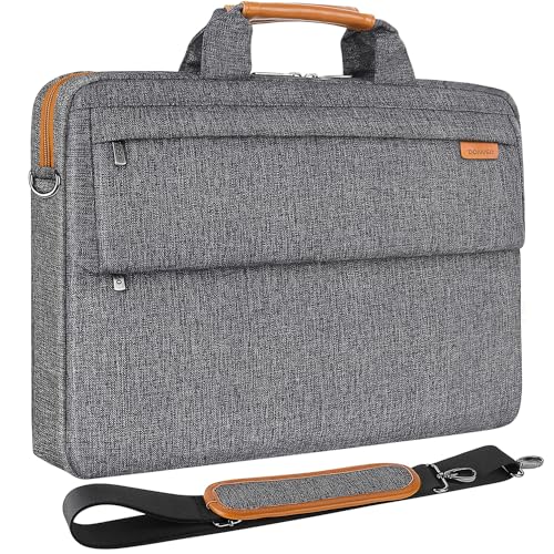 DOMISO 15-15,6 Zoll Wasserdicht Laptop Tasche Aktentasche Schultertasche Notebooktasche Umhängetasche für 15.6" Lenovo IdeaPad ThinkPad/HP Pavilion 15 ENVY 15 / Dell XPS 15 / Apple/Asus,Dunkelgrau von DOMISO