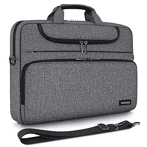 DOMISO 15-15,6 Zoll Wasserdicht Laptop Tasche Aktentasche Schultertasche Notebooktasche für 15.6" Lenovo IdeaPad ThinkPad/HP Pavilion 15 ENVY 15 / Dell XPS 15 / Apple/Asus, Dunkelgrau&Schwarz von DOMISO