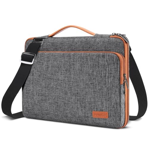 DOMISO 15.6 Zoll Laptop Tasche Hülle Wasserdicht Stoßfestes Notebook Sleeve Case Schultertasche Schutzhülle für 15.6" HP 15/ThinkPad E575/Lenovo IdeaPad S510/Dell Alienware 15/Dell XPS 15,Dunkelgrau von DOMISO