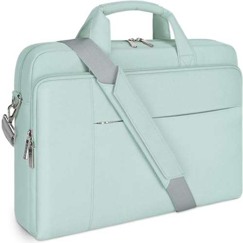 DOMISO 17 Zoll Laptop Tasche Aktentasche Schultertasche Business Wasserdicht Notebooktasche für 17-17.3" Notebook/IdeaPad/HP Envy/MSI GS73VR Stealth Pro/ASUS ROG,Minzgrün von DOMISO