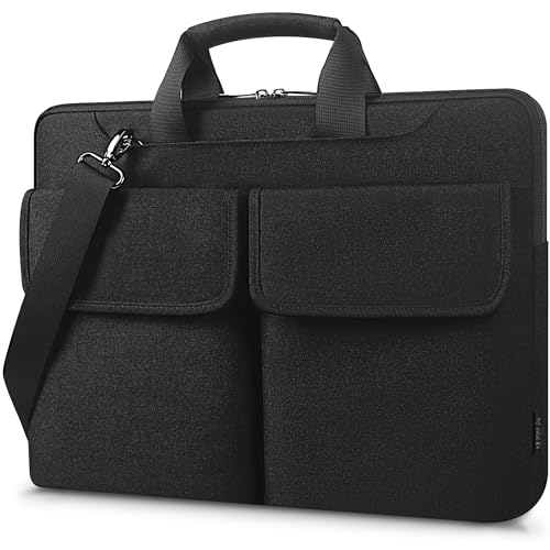 DOMISO 17 Zoll Laptop Tasche Multifunktionale Aktentasche Schultertasche für 17" Laptops/17.3" HP Pavilion 17/MSI GS73VR Stealth PRO/Lenovo/ASUS,Schwarz von DOMISO