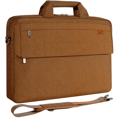 DOMISO 17 Zoll Wasserdicht Laptop Tasche Aktentasche Schultertasche Notebooktasche Umhängetasche Business für 17-17.3" Notebook/Dell/Lenovo/Acer/HP/MSI/ASUS, Karamell von DOMISO