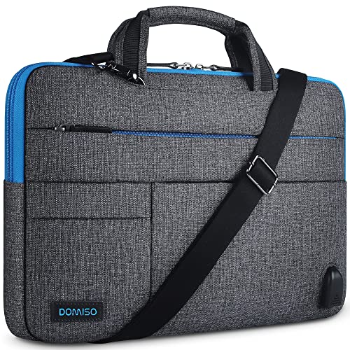 DOMISO 17 Zoll Wasserdicht Laptop Tasche Tragetasche Schultertasche Aktentasche mit USB Ladeanschluss für 17-17.3" Notebook/Dell/Lenovo/Acer/HP/MSI/ASUS, Blauer Reißverschluss von DOMISO