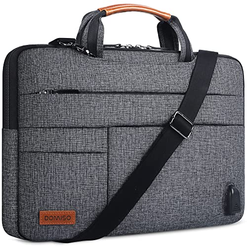 DOMISO 17 Zoll Wasserdicht Laptop Tasche Tragetasche Schultertasche Aktentasche mit USB Ladeanschluss für 17-17.3" Notebook/Dell/Lenovo/Acer/HP/MSI/ASUS, Schwarzer Reißverschluss von DOMISO