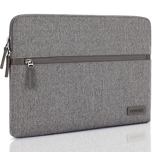 DOMISO leinwand laptoptasche mit tasche,doppelter reißverschluss 13 - 13,3 Zoll grau von DOMISO