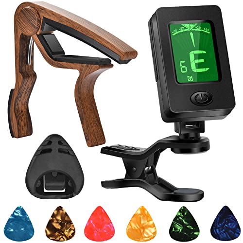 Gitarre Capo, Gitarre Plektrum, Gitarre Zubehör mit Stimmgerät Gitarre, Kapodaster für Gitarre, Bass, Bruzzfrei, Quick Release, Gitarre Tuner Clip für Gitarre, Violine, Bass, Ukulele Chromatisch Gitarre Capo, Gitarre Plektrum, Gitarre Zubehör mit Stimmgerät Gitarre, Kapodaster für Gitarre, Bass, Bruzzfrei, Quick Release, Gitarre Tuner Clip für Gitarre, Violine, Bass, Ukulele Chromatisch von DOMMI