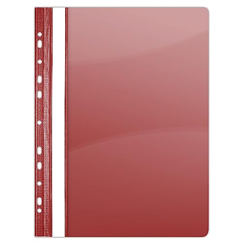 DONAU 1704001-04 Plastik Schnellhefter Gelocht A4 Rot/Sichthefter Kunststoff Strapazierfähigem PVC Hart Glasklares Deckblatt Klemmmappe für Büro und Schule/Eurolochung | 1 Stück von DONAU
