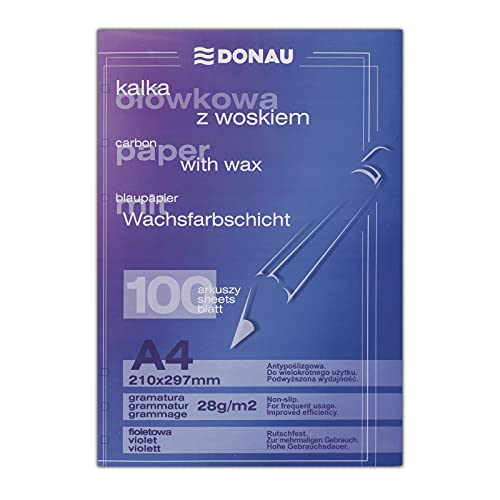 DONAU 1923100PL-23 Blaupapier/Durchschreibepapier mit Wachsfarbschicht, A4, 100 Blätter, violett von DONAU