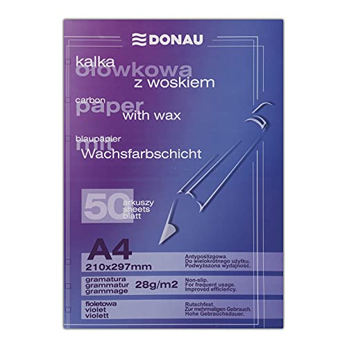 DONAU 1923950PL-23 Blaupapier/Durchschreibepapier mit Wachsfarbschicht, A4, 50 Blätter, violett von DONAU