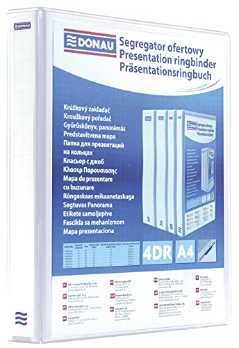 DONAU 2788204PL-09 Präsentationsringbuch Präsentationsordner Ringbuch Präsentation/Weiß / 4-D-Ring-Mechanik-Mechanik DIN A4 Füllhöhe 20 mm/mit Taschen/ 1 Stück von DONAU