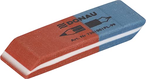 DONAU 7301001PL-99 Radiergummi / 40 Stück/Farbe: Blau/Rot/Radierer für Bleistifte und Kugelschreiber/aus Hochwertigem Kautschuk/Hergestellt Beideseitig Verwendbar/ 57 x 19 x 8 mm von DONAU