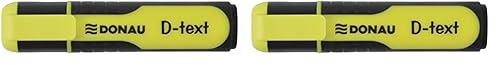 DONAU 7358001PL-11 D-Text Textmarker/Highlighter Textliner Die Ungiftige Tinte, Keilspitze Leuchtfarben Hohe Qualität/Gummierte Schaftseiten Strichstärke 1-5 mm, Gelb (Packung mit 2) von DONAU