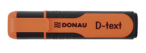 DONAU 7358001PL-12 D-Text Textmarker/ Highlighter Textliner Die Ungiftige Tinte, Keilspitze Leuchtfarben Hohe Qualität/ Gummierte Schaftseiten Strichstärke 1-5 mm, Orange von DONAU