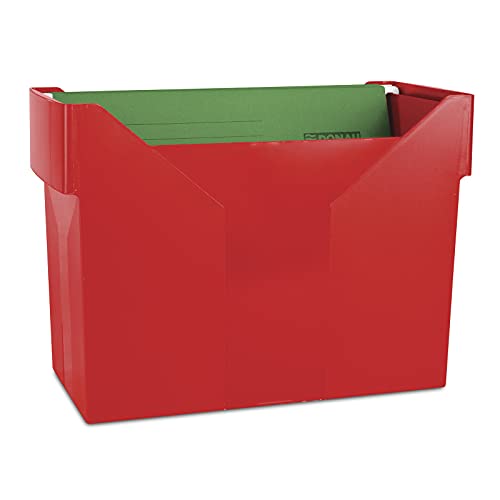 DONAU 7422001PL-04 Hängemappenbox mit 5 Hängemappen Free/ Hängeregister aus Bruchsicherem Kunststoff/ Praktische File Box für Ordner Mappen A4/ Farbe: Rot von DONAU