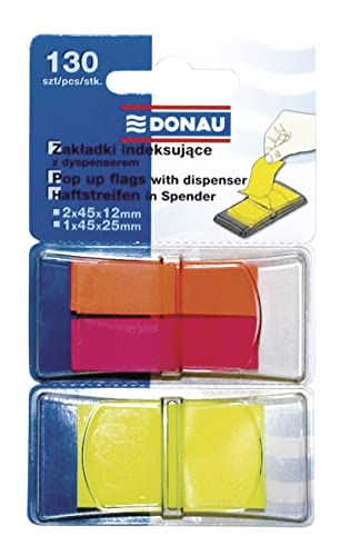 DONAU 7559001PL-99 Index Tabs Sticker Lesezeichen Haftstreifen/Mini-Haftmarker aus 60 µm PP-Folie/ Kunststoff 2x40 tabs/12x45mm, 1x50 tabs/25x45mm von DONAU