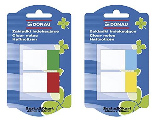 DONAU 7569001PL-99 Haftstreifen/Haftmarker, PP, 25 x 45 mm, 2x20 Stück, verschiedene Farben von DONAU