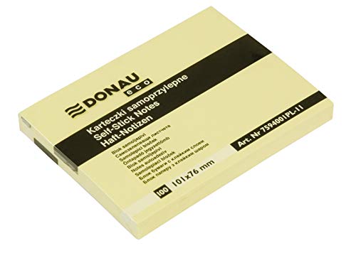 DONAU 7594001PL-11 Eco Würfel Haftnotizen Gelb Selbstklebende Sticky Notes 101x76mm, 1x100 Blatt für Büro Schule von DONAU
