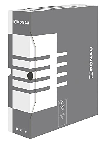 DONAU 7660301FSC-13 Archivbox aus recyceltem Karton, 20er Pack, A4/80mm/ B Rückenbreite, Grau von DONAU