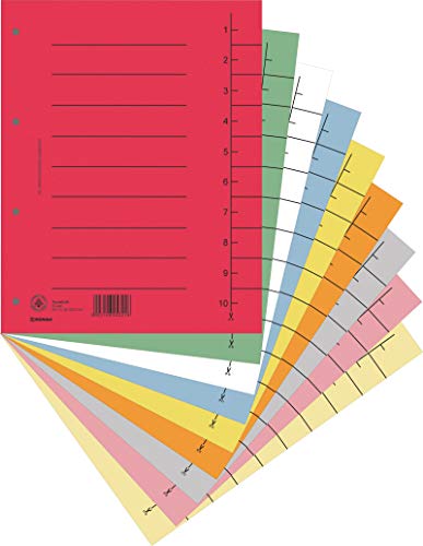 DONAU 8610001S-99 100er Pack Trennblätter/ Aus Recycling-Karton 250 g/qm mit Linienaufdruck für DIN A4 4-Fach Lochung Trennlaschen Trennblätter Ordner Register Kalender von DONAU