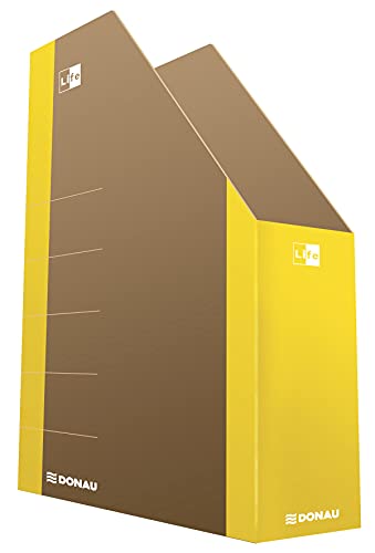 DONAU LIFE 3550001FSC-11 Stehsammler Stehordner Archive Box Pappe/ Karton - Gelb| bis zu 500 Blatt Für Büro, Schule und Zuhause zur Aufbewahrung von Dokumenten im A4 Format, Archivierung von Magazinen von DONAU