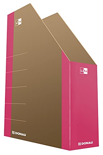 DONAU LIFE 3550001FSC-30 Stehsammler Stehordner Archive Box Pappe/ Karton - Rosa| bis zu 500 Blatt Für Büro, Schule und Zuhause zur Aufbewahrung von Dokumenten im A4 Format, Archivierung von Magazinen von DONAU