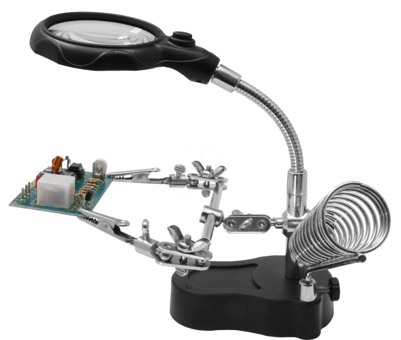 HALTER HH3 - Platinenhalter, mit LED Lupe, Schwanenhals, helfende Hand von DONAU