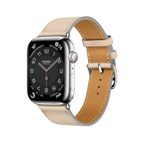 DONEGANI LB1 Lederband für Apple Watch Hermes Damen Herren Ultra 2 49 mm, Serie 10, 46 mm, 9, 8, 7, 45 mm, 41 mm, SE 6, 5, 4, 44 mm, 40 mm, 3, 2, 1, 42 mm, 38 mm, iWatch, Band Camel von DONEGANI