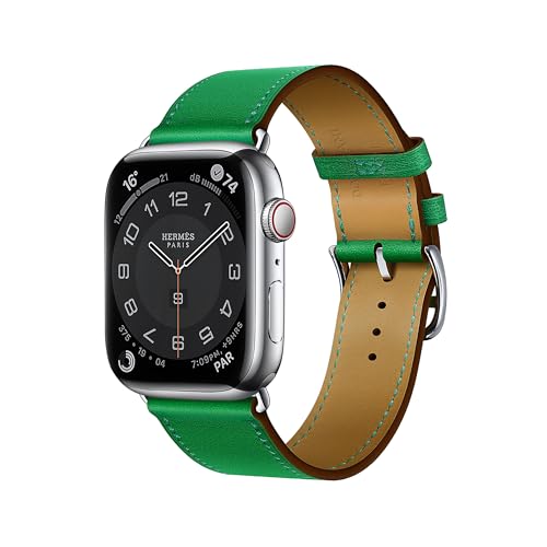 DONEGANI LB1 Armband Kompatibel mit Apple Watch Leder Band Series Ultra 9 8 7 6 5 4 3 2 1 SE 49mm 45mm 44mm 42mm 41mm 40mm 38mm damen herren Strap in farbe Bambus Grün von DONEGANI