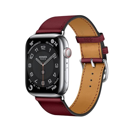 DONEGANI LB1 Armband Kompatibel mit Apple Watch Leder Band Series Ultra 9 8 7 6 5 4 3 2 1 SE 49mm 45mm 44mm 42mm 41mm 40mm 38mm damen herren Strap in farbe Bordeaux Rot von DONEGANI