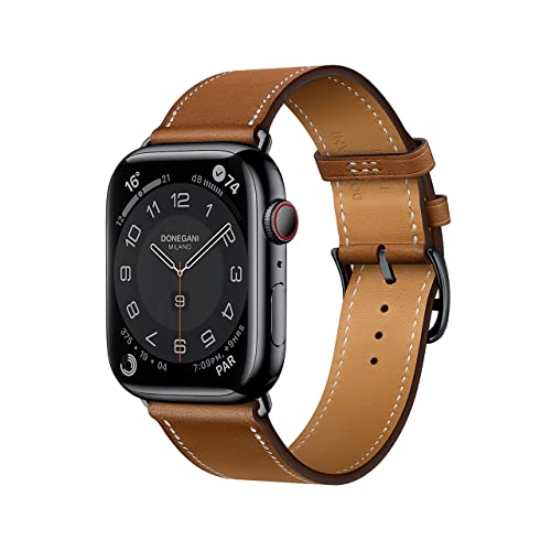 DONEGANI LB1 Armband Kompatibel mit Apple Watch Leder Band Series Ultra 9 8 7 6 5 4 3 2 1 SE 49mm 45mm 44mm 42mm 41mm 40mm 38mm damen herren Strap in farbe Braun von DONEGANI