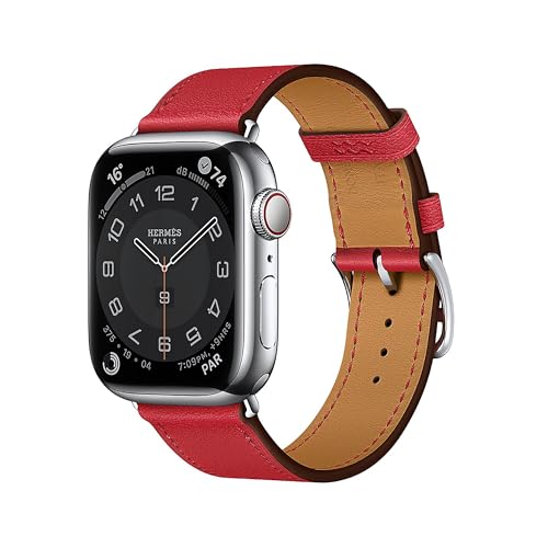 DONEGANI LB1 Armband Kompatibel mit Apple Watch Leder Band Series Ultra 9 8 7 6 5 4 3 2 1 SE 49mm 45mm 44mm 42mm 41mm 40mm 38mm damen herren Strap in farbe Rotes Herz von DONEGANI