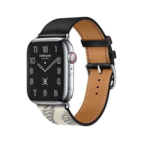 DONEGANI LB1 für Apple Watch Armband Ultra 2 Se 40mm 44mm 46mm 42mm 45mm 41mm 38mm 49mm Series 10 9 8 7 6 5 4 3 Original Damen Herren Leder Schwarz Weiß von DONEGANI