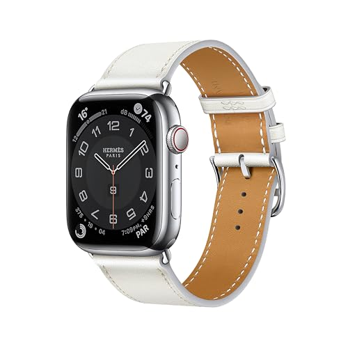 DONEGANI LB1 Armband Kompatibel mit Apple Watch Leder Band Series Ultra 9 8 7 6 5 4 3 2 1 SE 49mm 45mm 44mm 42mm 41mm 40mm 38mm damen herren Strap in farbe Weiß von DONEGANI