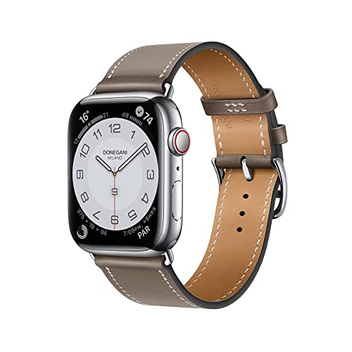 DONEGANI LB1 Armband Kompatibel mit Apple Watch Leder Band Series Ultra 9 8 7 6 5 4 3 2 1 SE 49mm 45mm 44mm 42mm 41mm 40mm 38mm damen herren Strap in farbe beton von DONEGANI