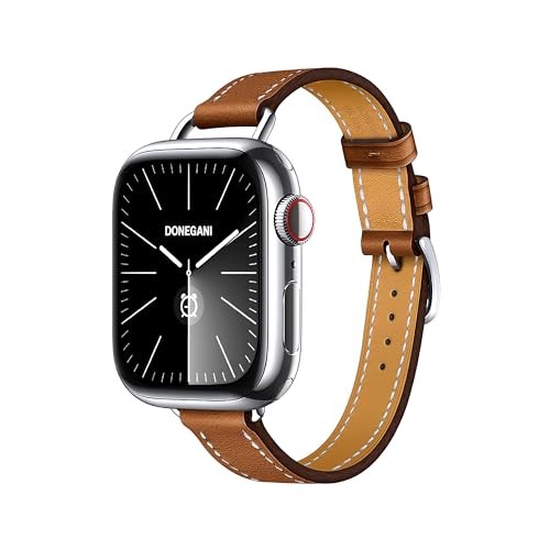 DONEGANI LB2 Armband Kompatibel mit Apple Watch Leder Band Series Ultra 9 8 7 6 5 4 3 2 1 SE 49mm 45mm 44mm 42mm 41mm 40mm 38mm damen herren Strap in farbe Braun von DONEGANI