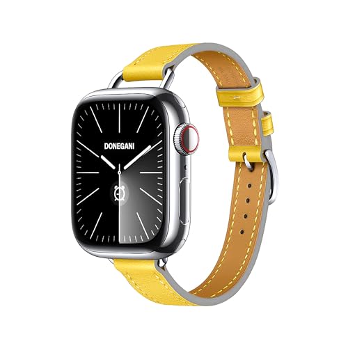 DONEGANI LB2 Armband für Apple Watch Leder Band Ultra 2 49mm, Series 10 46mm, 9 8 7 45mm 41mm, SE 6 5 4 44mm 40mm, 3 2 1 42mm 38mm damen herren Strap Zitronengelb DONEGANI LB2 Armband für Apple Watch Leder Band Ultra 2 49mm, Series 10 46mm, 9 8 7 45mm 41mm, SE 6 5 4 44mm 40mm, 3 2 1 42mm 38mm damen herren Strap Zitronengelb von DONEGANI
