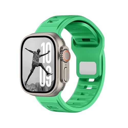 DONEGANI M für Apple Watch Armband Ultra 2 Se 40mm 44mm 46mm 42mm 45mm 41mm 38mm 49mm Series 10 9 8 7 6 5 4 3 Original Damen Herren Sport Silikon Giftgrün von DONEGANI