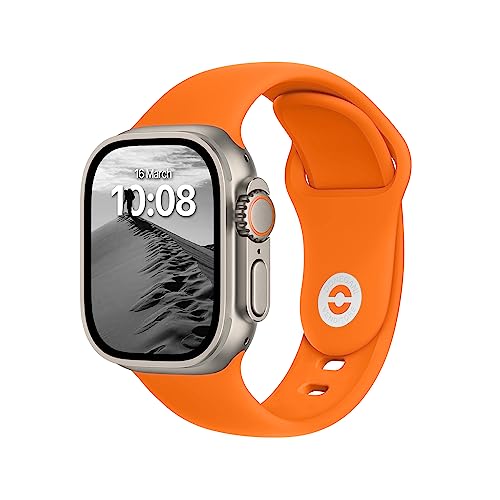 DONEGANI SB Armband Kompatibel mit Apple Watch Band Sport Series Ultra 9 8 7 6 5 4 3 2 1 SE 49mm 45mm 44mm 42mm 41mm 40mm 38mm Damen Herren Silikon Strap in farbe Orange von DONEGANI