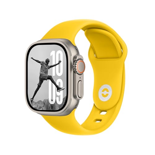 DONEGANI SB für Apple Watch Armband Ultra 2 Se 40mm 44mm 46mm 42mm 45mm 41mm 38mm 49mm Series 10 9 8 7 6 5 4 3 Original Damen Herren Sport Silikon Zitronengelb von DONEGANI