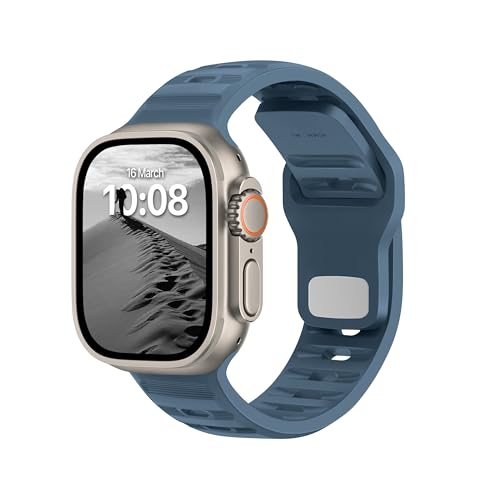 DONEGANI UC1 Armband Kompatibel mit Apple Watch Band Sport Series Ultra 9 8 7 6 5 4 3 2 1 SE 49mm 45mm 44mm 42mm 41mm 40mm 38mm Damen Herren Silikon Strap in farbe Abgrund Blau von DONEGANI