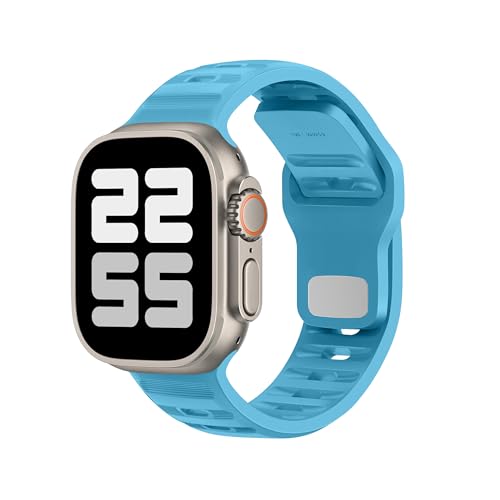 DONEGANI UC1 Armband für Apple Watch Band Ultra 2 49mm, Series 10 46mm, 9 8 7 45mm 41mm, SE 6 5 4 44mm 40mm, 3 2 1 42mm 38mm Damen Herren Sport Silikon Strap, Ozean Blau von DONEGANI