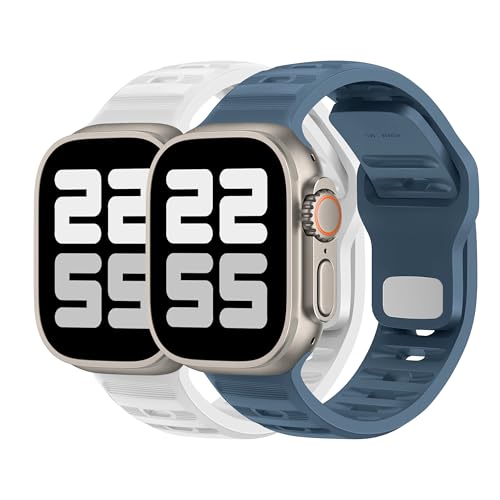 DONEGANI UC2 Armband für Apple Watch Band Ultra 2 49mm, Series 10 46mm, 9 8 7 45mm 41mm, SE 6 5 4 44mm 40mm, 3 2 1 42mm 38mm Damen Herren Sport Silikon Strap, Abgrundblau/Weiß DONEGANI UC2 Armband für Apple Watch Band Ultra 2 49mm, Series 10 46mm, 9 8 7 45mm 41mm, SE 6 5 4 44mm 40mm, 3 2 1 42mm 38mm Damen Herren Sport Silikon Strap, Abgrundblau/Weiß von DONEGANI