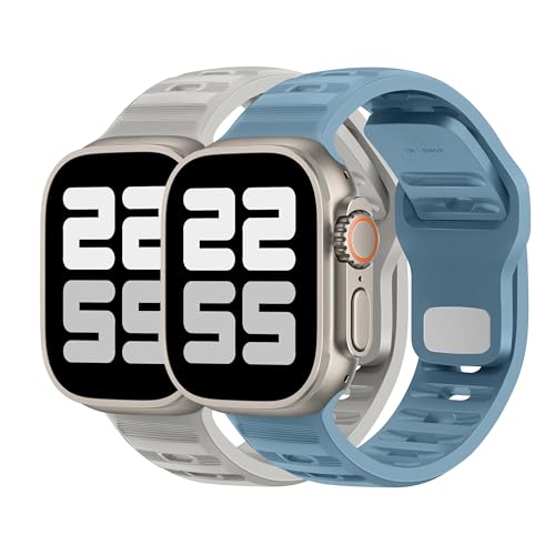 DONEGANI UC2 Armband für Apple Watch Band Ultra 2 49mm, Series 10 46mm, 9 8 7 45mm 41mm, SE 6 5 4 44mm 40mm, 3 2 1 42mm 38mm Damen Herren Sport Silikon Strap, Megalodonblau/Mondgrau DONEGANI UC2 Armband für Apple Watch Band Ultra 2 49mm, Series 10 46mm, 9 8 7 45mm 41mm, SE 6 5 4 44mm 40mm, 3 2 1 42mm 38mm Damen Herren Sport Silikon Strap, Megalodonblau/Mondgrau von DONEGANI